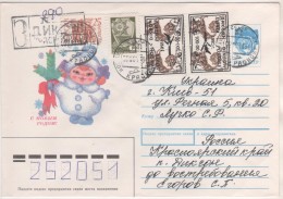 RUSSIE 1994   - TIMBRES SURCHARGES TETE BECHE  DIKSON 1993 AVION, OURS BLANCS - CACHET D ARRIVEE AU VERSO - Variétés & Curiosités