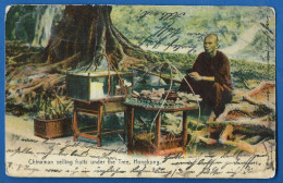 Chinaman Selling Fruits Under The Tree,Hongkong,1908, - Asia