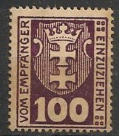 Timbres - Allemagne - Etranger - Dantzig - Service - 1921-1923 - 100 P. - - Segnatasse
