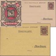 Allemagne 1887. Deux Cartes, Poste Privée Locale De Bochum. Non émises. Portrait De Mercure, Dieu Des Voleurs, Voyageurs - Mythology