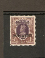 INDIA - PATIALA 1937 - 1938 2R SG 93  UNMOUNTED MINT Cat £35 - Patiala