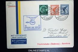 Graf Zeppelin: 3 Sudamerikafahrt 1933 Sieger 219 Ca    To  Barcelona - Luchtpost & Zeppelin