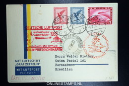 Graf Zeppelin: 4 Sudamerikafahrt 1933 Sieger 223 B  Anschlussflug Ab Berlin To Pernambuco Brasil - Correo Aéreo & Zeppelin