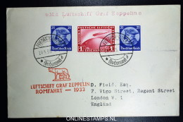 Graf Zeppelin: Italienfahrt RomFahrt  1933 Sieger 207 Aa  Stempel Roma - Poste Aérienne & Zeppelin