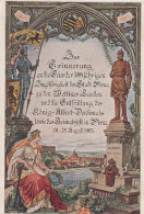 Delcampe - Litho AK Pirna 1905 Erinnerung 500 Jahre Zugehörigkeit Zu Wettiner Land Enthüllung Albert Denkmal Heimatfest Stempel - Pirna