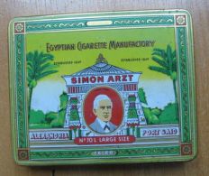 AC - EGYPTIAN CIGARETTE MANUFACTORY SIMON ARTZ CIGARETTES EMPTY TIN BOX - Empty Tobacco Boxes