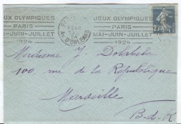 FRANCE Olympic Roller Machine Cancel Paris Av. D'Orleans Of FEVR 24 On Restaurated Cover Three Sides Open. - Estate 1924: Paris