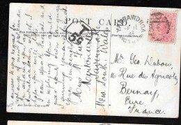 Timbre De Victoria Affranchissant Une Carte Postale Pour La France En 1907 Taxe Tampon 5 Cents - Hau141 - Lettres & Documents