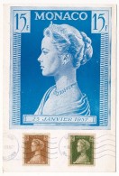 MONACO => 2 Cartes Maximum - Publicités ALGOPLASMA Ayant Voyagé - Princesse Grace - 1957 - Maximumkarten (MC)