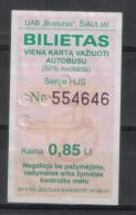 Lithuania Siauliai Bus Ticket One-way Ticket 2015 - Europe
