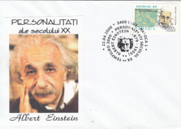 40033- ALBERT EINSTEIN, SCIENTIST, SPECIAL COVER, 2000, ROMANIA - Albert Einstein