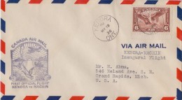 CANADA :1936: Travelled First Official Flight From KENORA To MACHIN:  EEND,CANARD,DUCK,SUN,STEAMBOAT, - Erst- U. Sonderflugbriefe