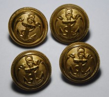 Lot Of 4 Bottons - M.D. PARIS And Unknown Mark - 25 Mm Diameter - Botones