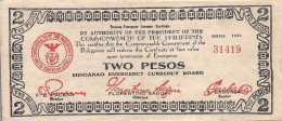 Philippines WW II Guerilla Note, 2 Peso , P-S524a, MINDANAO - Filippine