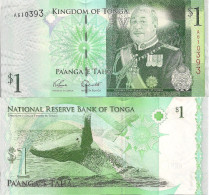 Tonga P37a, 1 Pa'anga, King George Tupou V / Whale Leaping From Water - See UV - Tonga