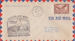 CANADA :1937: Travelled First Official Flight From FOND DU LAC To PRINCE ALBERT :  ## INDIAN TENTS ##,TIPIS,INDIAN CAMP, - Erst- U. Sonderflugbriefe