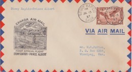 CANADA :1937: Travelled First Official Flight From FOND DU LAC To PRINCE ALBERT :  ## INDIAN TENTS ##,TIPIS,INDIAN CAMP, - Primi Voli