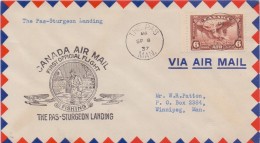 CANADA :1937: Travelled First Official Flight From THE PAS To STURGEON LANDING :  ## FISHING ##,VISSEN,PÊCHER, - Premiers Vols