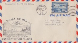 CANADA :1938: Travelled First Official Flight From VANCOUVER To FORT ST.JOHN : ## BROCKTON POINT ##,NAVIGATION,STEAMSHIP - Erst- U. Sonderflugbriefe