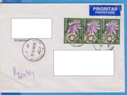 STAMPS ON COVER FLOWERS ROMANIA - Covers & Documents