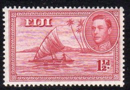 FIJI - 1938-1955 KGVI ONE PENNY HALFPENNY 1942 DEFINITIVE DEEP CARMINE P13.5 DIE II FINE MM * SG 252a Ref A - Fiji (...-1970)