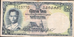 THAILAND P74b  1  BAHT   1958 Signature 37  VF NO P.h. ! - Thaïlande