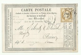 1875: Carte Précurseur Postée à Lens, Repiquage Privé: Soc. Des Mines De Lens - Vorläufer