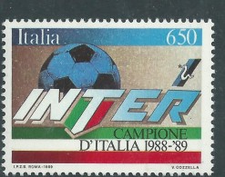 Italie N° 1823 XX Inter De Milan, Champion D´Italie De Football 1988 / 89, Sans Charnière, TB - Unused Stamps