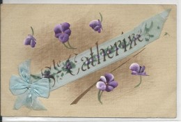 Carte Postale : Sainte Catherine , Ruban Et Violettes Peintes - Sint Catharina