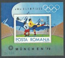 Roumanie BF N° 98 XX  Jeux Olympiques De Munich : Football, Le Bloc Sans Charnière, TB - Ongebruikt