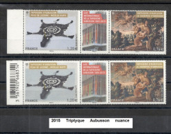 Variété Tryptique De 2015 Neuf** Y&T N° T 4999 Aubusson Toucher Velour Nuance - Unused Stamps