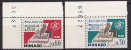 MONACO 1966 WHO Headquarters In Geneva (Yv 703 704 ; Mi 837 838 ) MNH** Luxe - OMS