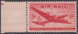 !a! USA Sc# C032 MLH SINGLE W/ Left Margin - DC-4 Skymaster - 2b. 1941-1960 Unused