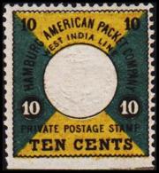 1875-1879. HAPAG. HAMBURG AMERICAN PACKET COMPANY WEST INDIA LINE 10 TEN CENTS. Imperfo... (Michel: HP2) - JF193846 - Dänisch-Westindien