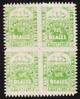 1866-1867. SAN TOMAS LA GUIRA Pto CABELLO. PAQUETE DOS REALES. 4-BLOCK. Green. (Michel: FACIT LG 17) - JF193849 - Dänisch-Westindien