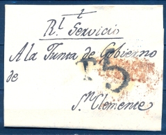 1809 , CUENCA , D.P. 18 , CARTA DEL REAL SERVICIO CIRCULADA ENTRE BUENACHE Y SAN CLEMENTE , BATALLA DE ALMONACID - ...-1850 Préphilatélie