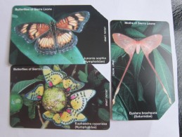 Urmet Phonecard,SRL-12,13,14 Butterflies,three Cards,used - Sierra Leona