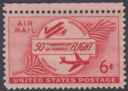 !a! USA Sc# C047 MNH SINGLE W/ Top Margin - Powered Flight - 2b. 1941-1960 Unused