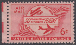 !a! USA Sc# C047 MNH SINGLE W/ Left Margin - Powered Flight - 2b. 1941-1960 Unused