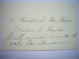 Carte De Visite Autographe De La Maréchale De Mac-Mahon Duchesse De Magenta 1834-1900 Second Empire - Personaggi Storici