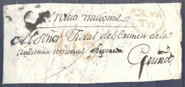 1810 - 23 , GALICIA - PONTEVEDRA , FRONTAL DE PLICA JUDICIAL CIRCULADO ENTRE TUY Y CORUÑA , MARCA PREF. Nº 5 , PORTEO - ...-1850 Prefilatelia