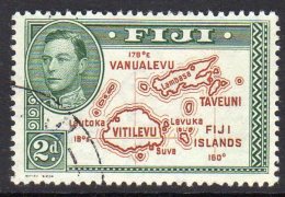 FIJI - 1938-1955 KGVI TWO PENCE BROWN & GREEN 1940 DEFINITIVE DIE II P13.5 FINE USED SG 254 - Fiji (...-1970)
