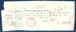 1852 , GALICIA , LUGO , D.P. 16 , FRONTAL DE PLICA JUDICIAL CIRCULADO ENTRE RIBADEO Y CORUÑA, BAEZA Y RR MARCA DE ABONO - ...-1850 Préphilatélie