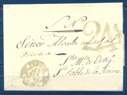 1845 , GALICIA , CORUÑA , D.P. 16 , CARTA CIRCULADA ENTRE EL FERROL Y SAN PABLO DE LOS FREIRES , BAEZA VERDE, PORTEO - ...-1850 Prephilately