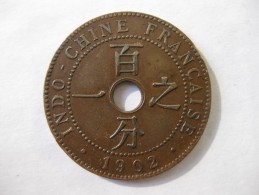 INDOCHINE. 1 CENT 1902 A. BRONZE - Französisch-Indochina