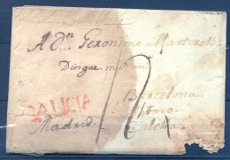 1795 , GALICIA , CORUÑA , D.P. 16 , CARTA CIRCULADA ENTRE EL FERROL Y CALELLA , RRR MARCA PREFILATÉLICA - ...-1850 Prefilatelia