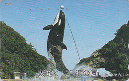 Télécarte Japon / 110-011 - ANIMAL - BALEINE ORQUE / Dressage - ORCA WHALE & Balloon Japan Phonecard - 433 - Delfines