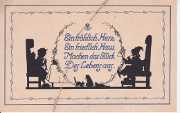 AK Scherenschnitt - Ein Fröhlich Herz... - Ca. 1910 (22554) - Silhouettes