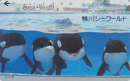 Télécarte Japon / 110-71420 - ANIMAL - BALEINE ORQUE ** Série SEA WORLD ** - ORCA WHALE Japan Phonecard - 435 - Dolphins