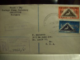 South Africa Registered FDC W. Stamped R-label (Sonder R Stempel) Postage Stamp Centenary Exhibition Johannesburg 1953 - Lettres & Documents